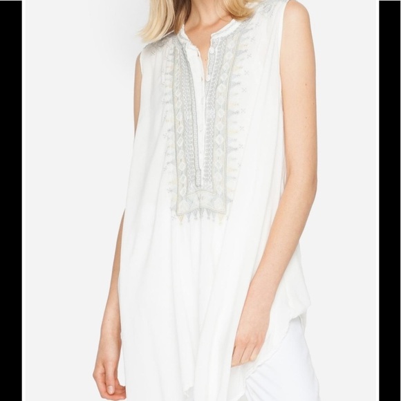 NWT! BIYA Johnny Was Size L white Saverio rayon embroidered top - Picture 3 of 13